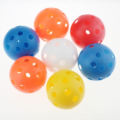 plastic golf ball 70mm 90mm with holes  hard plastic ball indoor play ball with various colors