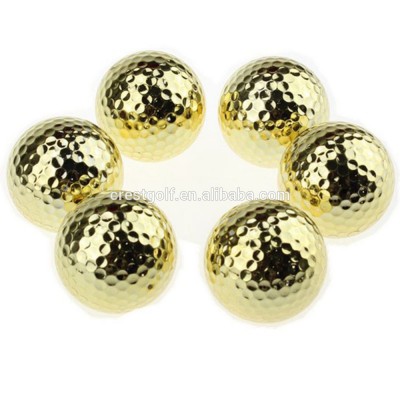 Wholesale high quality Two Layer Golden Golf Balls golden plated ball customized logo